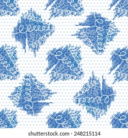 Seamless abstract jean pattern, drawing, colored pencil.