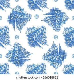 Seamless abstract jean pattern, drawing, colored pencil.