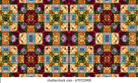 Seamless abstract kaleidoscope geometric vector background or pattern. Seamless wallpaper ornament. Low poly or polygonal design. 16:9 aspect ratio.