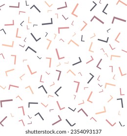 Seamless abstract L letter vector geometric pattern. Colorful letters on white background. Random order. Gift wrapping paper, fabric, poster. Bed linen and interior. School and learning theme.
