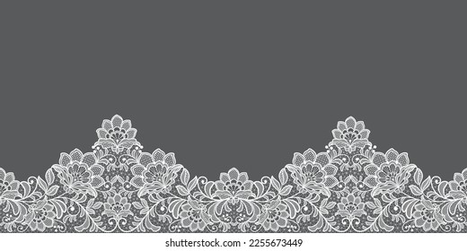 Seamless abstract lace floral background. White lace flowers. Vector pattern.