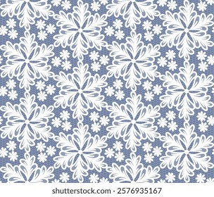 Seamless abstract lace floral background. Hand made vector white flowers pattern.