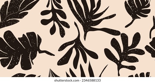 Seamless abstract leaf texture background. Floral graphic fabric prints. Vector illustration
