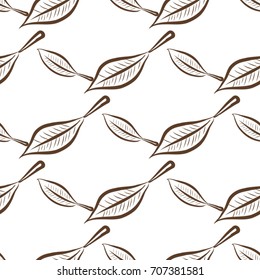 Seamless abstract leaves illustrations background. Cartoon style vector graphic.