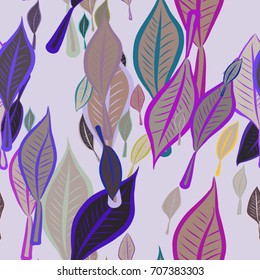 Seamless abstract leaves illustrations background. Cartoon style vector graphic.