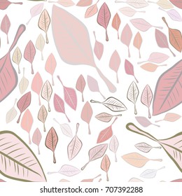 Seamless abstract leaves illustrations background. Cartoon style vector graphic.