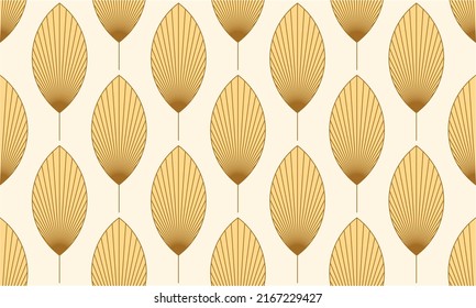 Seamless abstract  leaves on beige. Vector Illustration.