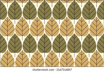 Seamless abstract  leaves on beige. Vector Illustration.