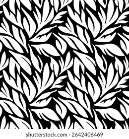 Padrão de folhas abstrato contínuo. Ilustração de vetor.