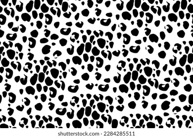 Seamless abstract leopard print. Wild animal fur texture. Black and white camouflage design template for textile and fabric