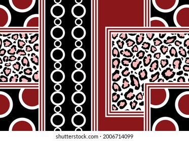 Piel de leopardo abstracto, cadena, patrón rayado en un fondo negro. Ilustración EPS10.