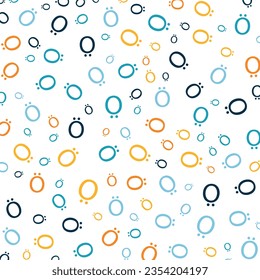 Seamless abstract Ö letter vector geometric pattern. Colorful letters on white background. Random order. Gift wrapping paper, fabric, poster. Bed linen and interior. School and learning theme.