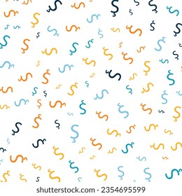 Seamless abstract Ş letter vector geometric pattern. Colorful letters on white background. Random order. Gift wrapping paper, fabric, poster. Bed linen and interior. School and learning theme.