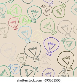 Seamless abstract light bulb illustrations background. Cartoon style vector graphic.