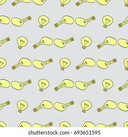 Seamless abstract light bulb illustrations background. Cartoon style vector graphic.