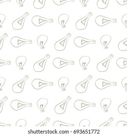 Seamless abstract light bulb illustrations background. Cartoon style vector graphic.