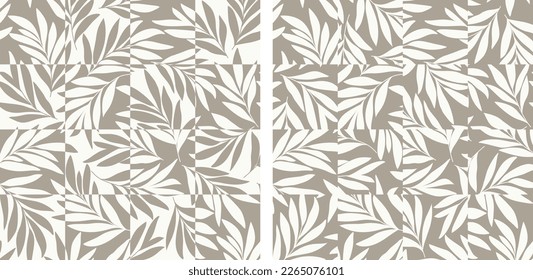 Seamless abstract  light  grey and dark floral  background.Vector floral  pattern with leaves.
