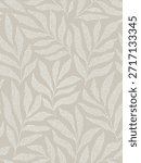 Seamless abstract light grey and white foliage poster vector. Leaves, organic shapes, earth tone colors, leaf branch. Illustration design for Eco packaging, interior, cover,  wallpaper, market. Monochrome