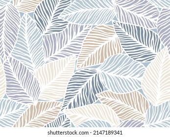 seamless abstract light grey and white pattern with leaves , vector floral background