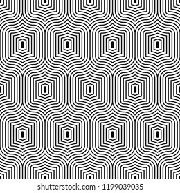 Seamless abstract line art pattern vector. Design labyrinth white on black. Design print for textile, wallpaper, background. Set 2