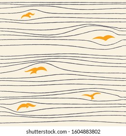 seamless abstract line and birds background