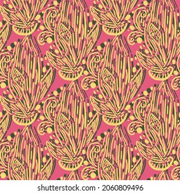 Seamless abstract line floral pattern