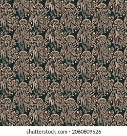 Seamless abstract line floral pattern