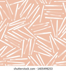 Seamless abstract line pattern with handmade brushstroke shapes on powder pink background.
