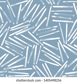 Seamless abstract line pattern with handmade brushstroke shapes on blueish grey background.