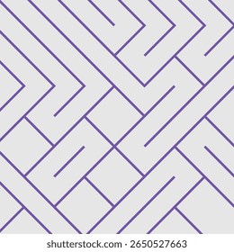 Seamless abstract line pattern in purple on light background. Modern geometric maze-inspired design perfect for wallpaper, textiles, packaging, and digital backgrounds