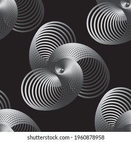 Espiral de diseño lineal transparente en blanco y negro. Alto saturado. Gradientes de diferentes formas geométricas