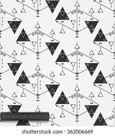 Seamless abstract linear pattern with stylized arrows. Vector illustration.