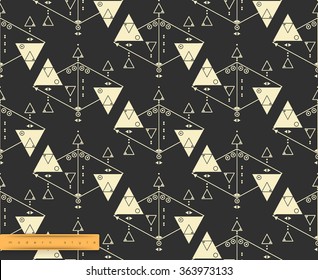 Seamless abstract linear pattern with stylized arrows. Vector illustration.