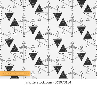 Seamless abstract linear pattern with stylized arrows. Vector illustration.