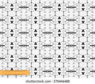 Seamless abstract linear pattern with stylized geometric shapes. Vector illustration.