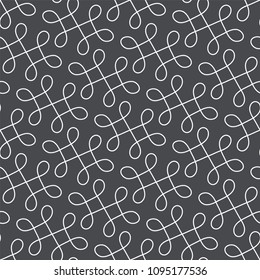 Seamless abstract linear pattern with thin curl lines loops and scrolls. Elegant line monochrome texture for textile, wrapper and other printing. Path for decorative saw.