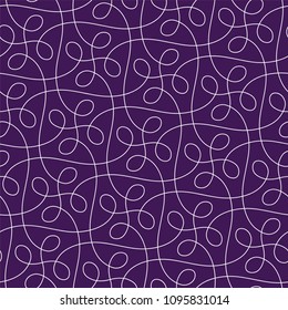 Seamless abstract linear pattern with thin curl lines loops and scrolls. Elegant line monochrome texture for textile, wrapper and other printing. Path for decorative saw.