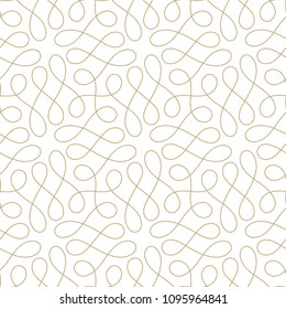 Seamless abstract linear pattern with thin curl lines loops and scrolls. Elegant line monochrome texture for textile, wrapper and other printing. Path for decorative saw.