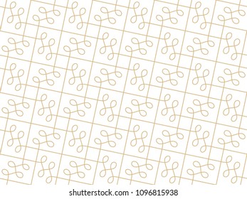 Seamless abstract linear pattern with thin curl lines loops and scrolls. Elegant line monochrome white texture for textile, wrapper and other printing. Path for decorative saw.