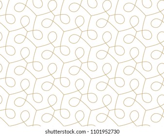 Seamless abstract linear pattern with thin curl lines loops and scrolls. Elegant line monochrome texture for textile, wrapper and other printing. Path for decorative saw.
