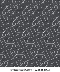 Seamless abstract linear pattern with thin curl lines loops and scrolls. Elegant line monochrome texture for textile, wrapper and other printing. Path for decorative saw.