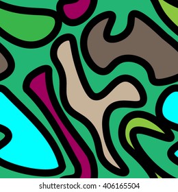 Seamless abstract liquid pattern, animal print color variation. Pattern color swatch included