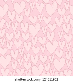 Seamless abstract love pattern. Beautiful backdrop with hand drawn hearts. Fabric cute texture. Valentine background