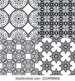 Seamless abstract mandala pattern set