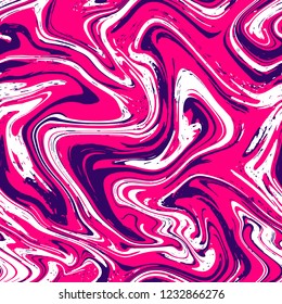 Seamless abstract marble pattern texture.  Ebru style. Purple and pink colors. Vector background.   Ebru , aqua ink. Vector. Marble pattern.