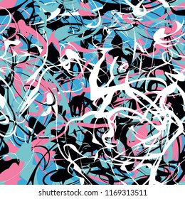 Seamless abstract marble pattern. Vector illustration. Liquid paint on water