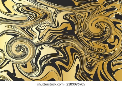 Patrón de mármol abstracto sin incandescencias, textura de madera, patrón de mármol acuarela. Estilo Ebru.oro y colores negros. Fondo vector dibujado a mano. Tejidos, tejidos, envolturas a la moda. Pintura de tinta de agua