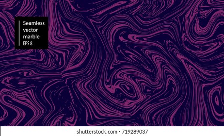 Seamless abstract marble pattern, wood texture, watercolor marble pattern. Ebru style.Purple and pink colors. Hand drawn vector background. Trendy textile, fabric, wrapping. Aqua ink painting on water