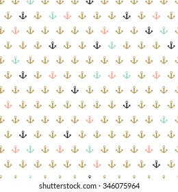 Seamless abstract marine pattern. Sea anchors in modern pastel colors. Nautical background. Design  for paper, wallpaper, textile, fabric, and other projects. Vintage vector pattern