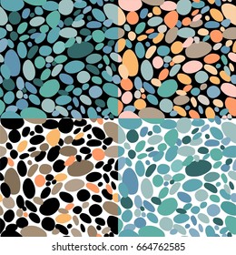 Seamless abstract marine wallpapers variation  with colorful pebbles